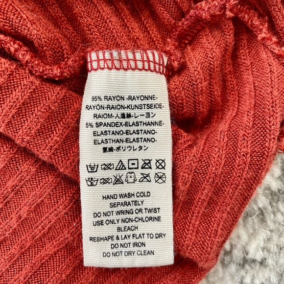 Free People Lover Rust Ribbed Split Back Pullover - Picture 8 of 8